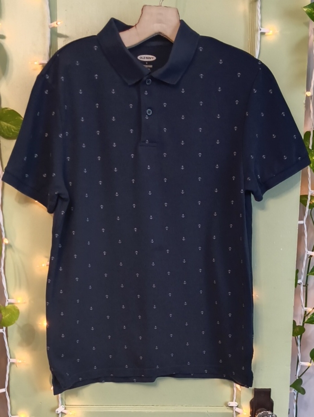 Women's 🆓 Old Navy Blue Anchors ⚓ Polo Built In Flex S